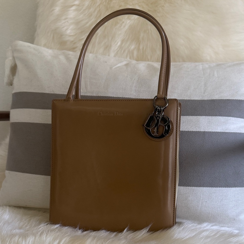 CHRISTIAN DIOR- Authentic 🍀EUC! LADY DIOR!! Beige Top Handle Bag - Picture 2 of 15